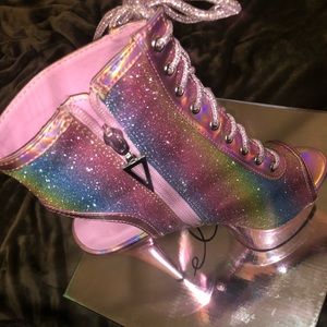 Rainbow open toe heels